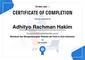 Adhityo Rachman Hakim Sertifikat Tech in Asia